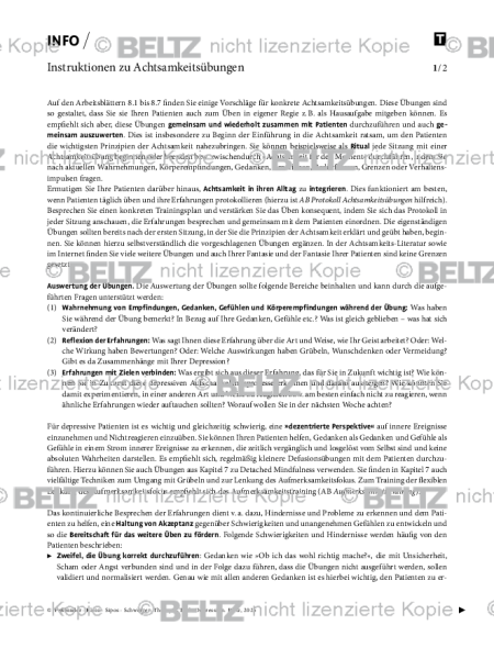 Depression: Instruktionen zu Achtsamkeitsübungen