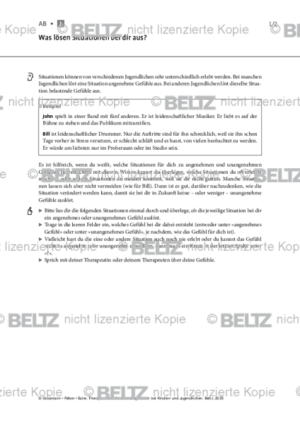 Emotionsregulation (K/J): Was lösen Situationen bei dir aus? (Jugendliche)