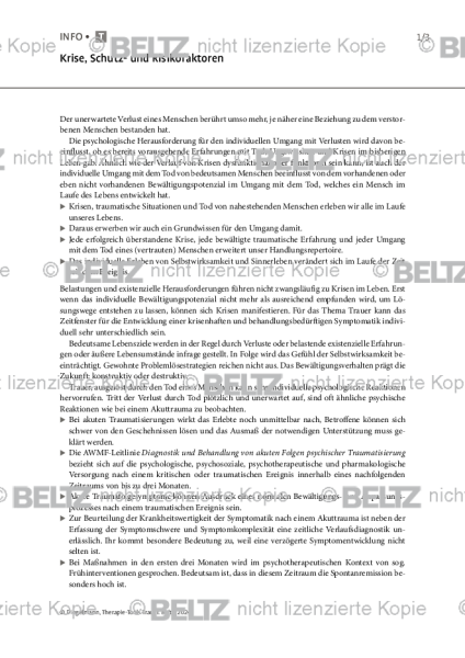 Trauer: Krise, Schutz- und Risikofaktoren