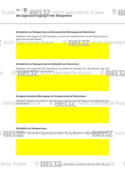 Psychodynamische Interventionen: Die Gegenübertragung in vier Teilaspekten