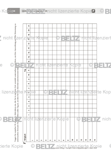Gruppentherapie: Mein Aktivierungsplan 1–15