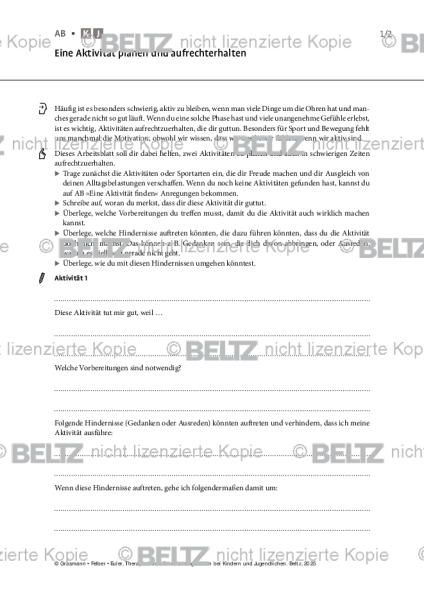 Emotionsregulation (K/J): Eine Aktivität planen und aufrechterhalten