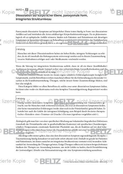 Dissoziation auf körperlicher Ebene, paroxysmale Form, integriertes Strukturniveau