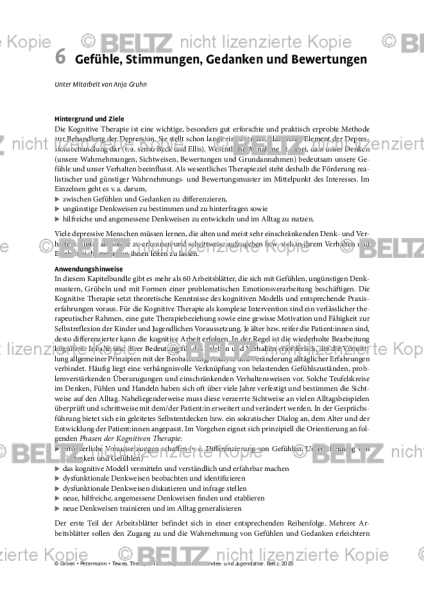 Depression: Einleitung Gefühle, Stimmungen, Gedanken und Bewertungen