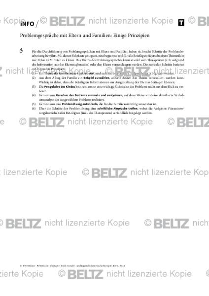 Kinder- und Jugendlichenpsychotherapie: Gespräche mit Eltern und Familien: Einige Prinzipien