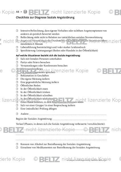 Soziale Angststörung: Checkliste zur Diagnose Soziale Angststörung