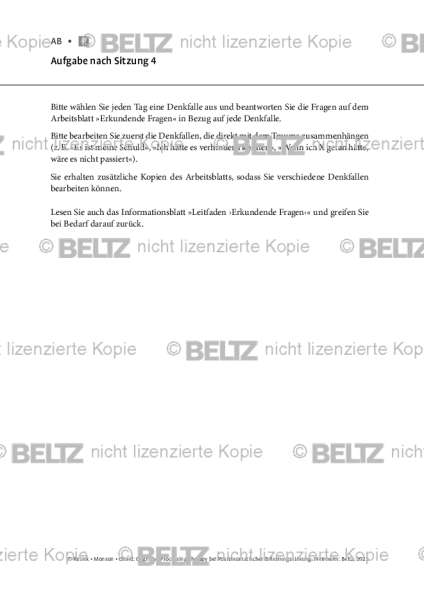 CPT bei PTBS: Aufgabe Sitzung 4