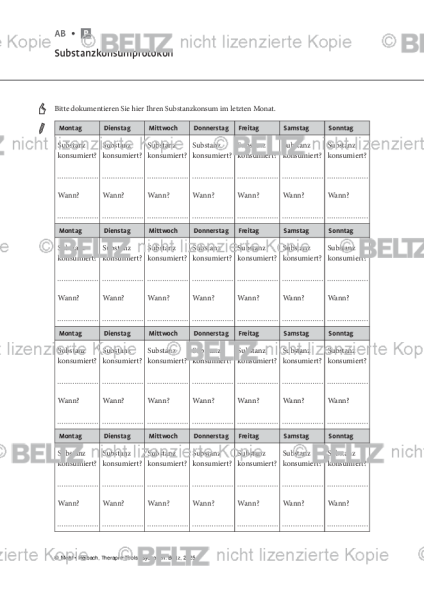 Psychosen: Substanzkonsumprotokoll