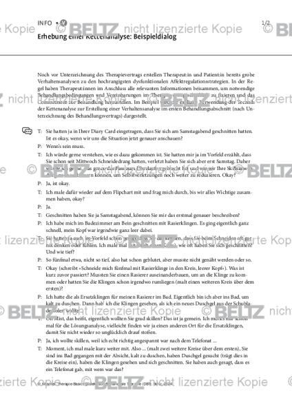 DBT: Erhebung einer Kettenanalyse – Beispieldialog