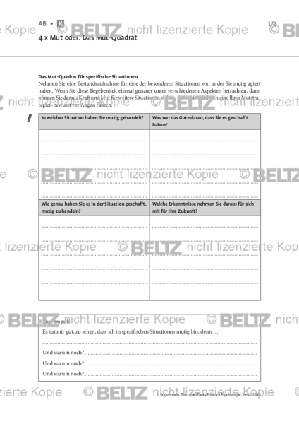 Positive Psychologie: 4 x Mut oder: Das Mut-Quadrat
