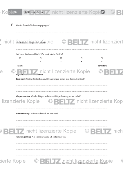 Gefühlsprotokoll A für Erwachsene mit ADHS