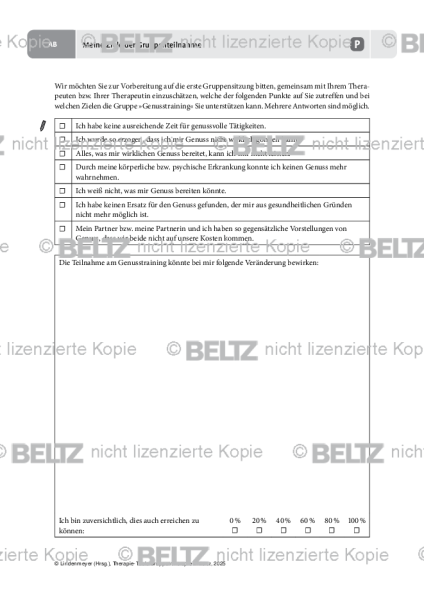 Gruppentherapie: Meine Ziele der Gruppenteilnahme