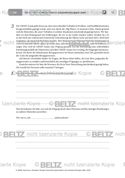 Störungsmodelle: Der CBASP-Teufelskreis: Liste der prägenden Bezugspersonen