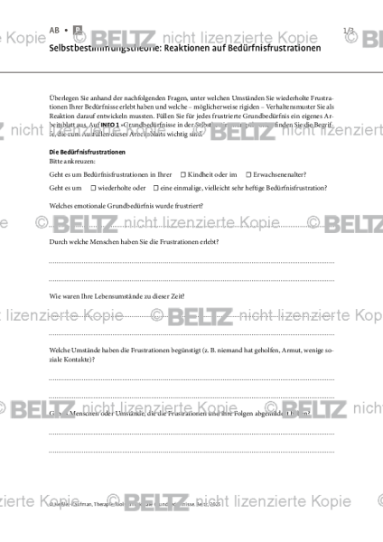 Emotionale Grundbedürfnisse: Selbstbestimmungstheorie: Reaktionen auf Bedürfnisfrustrationen