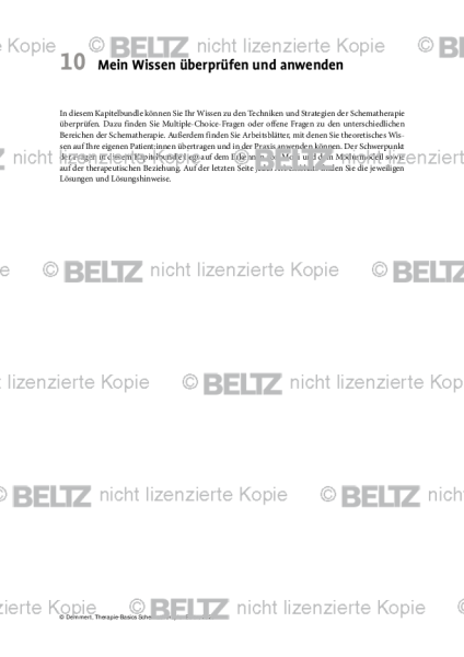 Schematherapie: Einleitung Mein Wissen überprüfen und anwenden