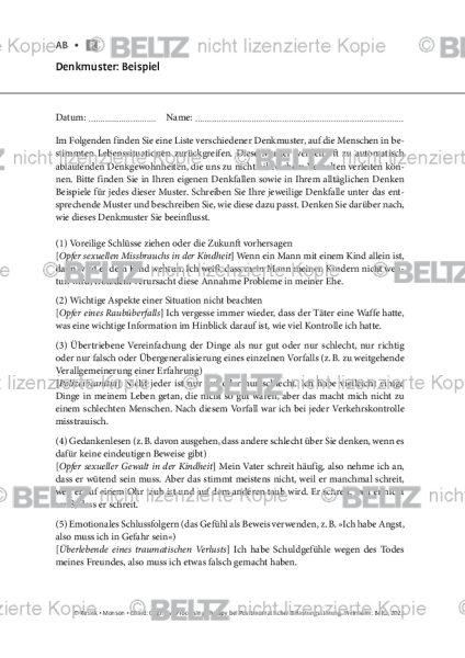 CPT bei PTBS: Denkmuster: Beispiel