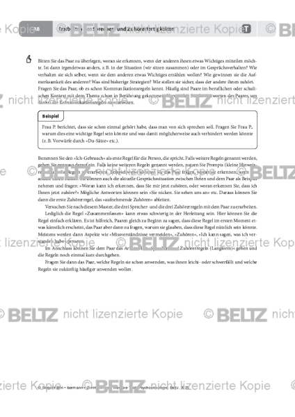 Psychoonkologie: Erarbeiten der Sprecher- und Zuhörerfertigkeiten