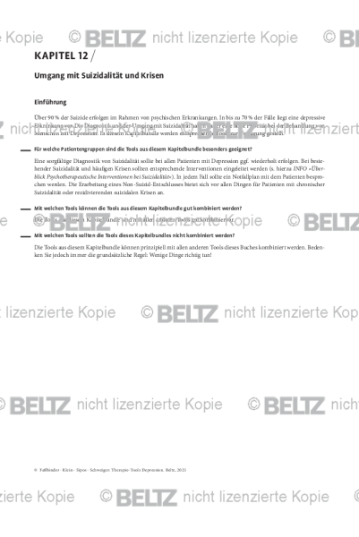 Depression: Einleitung Umgang mit Suizidalität und Krisen