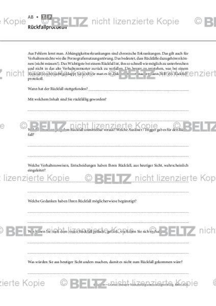 Pornografienutzungsstörung: Rückfallprotokoll