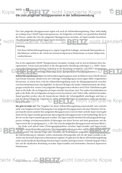 CBASP: Die Liste prägender Bezugspersonen in der Selbstanwendung