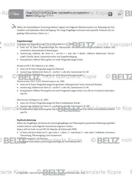 Fragebögen zur Erfassung der Beeinträchtigung in der Psychoonkologie