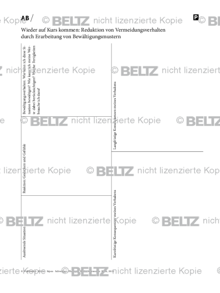 Depression: Reduktion von Vermeidungsverhalten durch Erarbeitung von Bewältigungsmustern