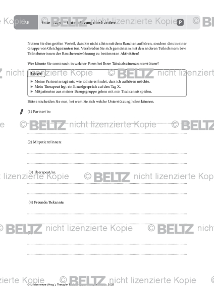 Gruppentherapie: Erste Etappe – Unterstützung durch andere