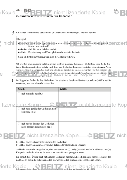 Emotionsregulation (K/J): Gedanken sind und bleiben nur Gedanken