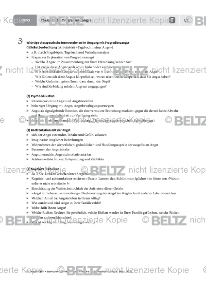 Therapie der Progredienzangst in der Psychoonkologie