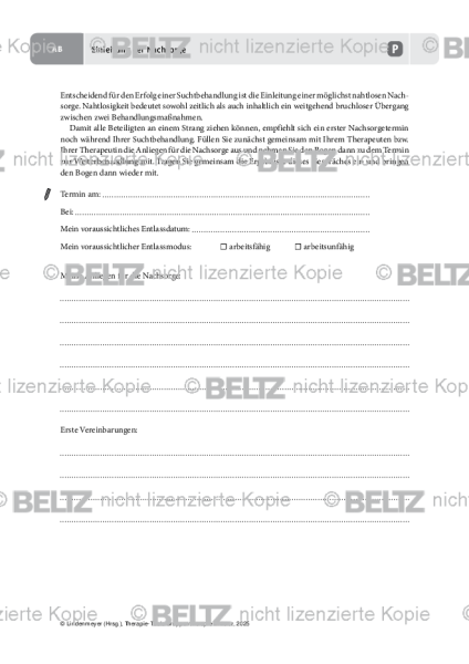 Gruppentherapie: Einleitung der Nachsorge