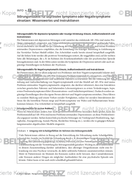 Psychosen: Störungsmodelle für depressive Symptome oder Negativsymptome einsetzen: Wissenswertes und