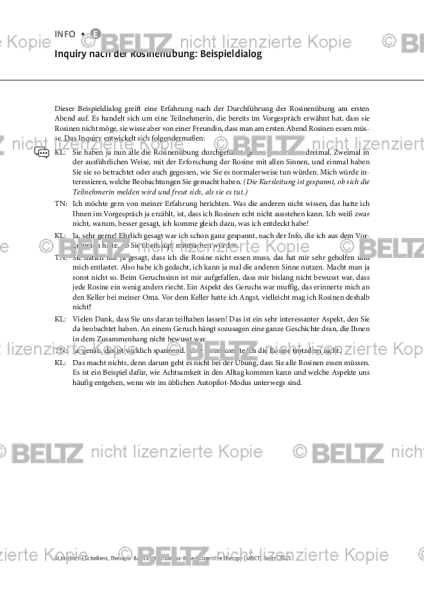 MBCT: Inquiry nach der Rosinenübung: Beispieldialog