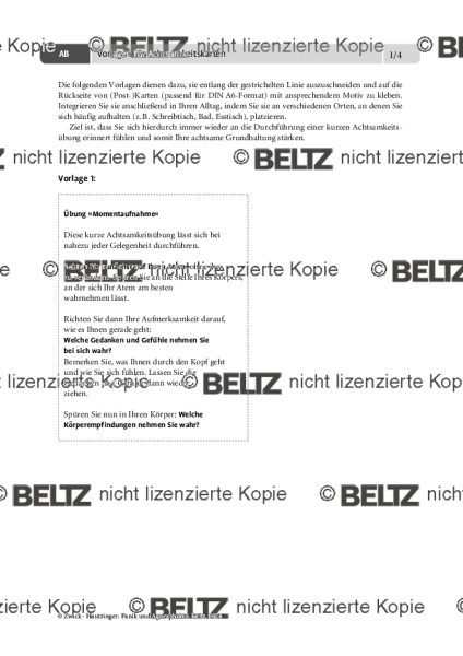 Panik und Agoraphobie: Vorlagen für Achtsamkeitskarten