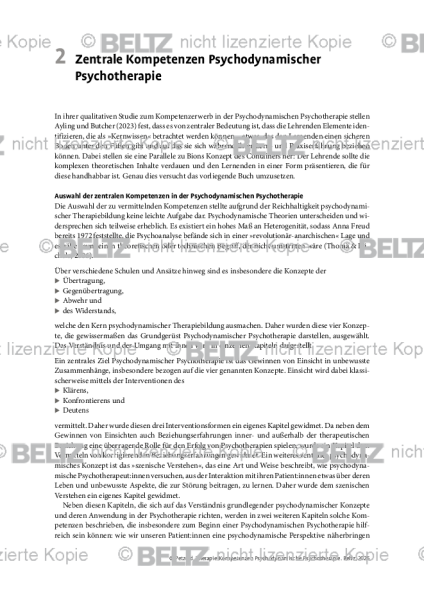 Psychodynamische Psychotherapie: Zentrale Kompetenzen Psychodynamischer Psychotherapie