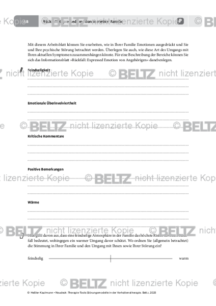 Störungsmodelle: Rückfall: Expressed Emotion in meiner Familie