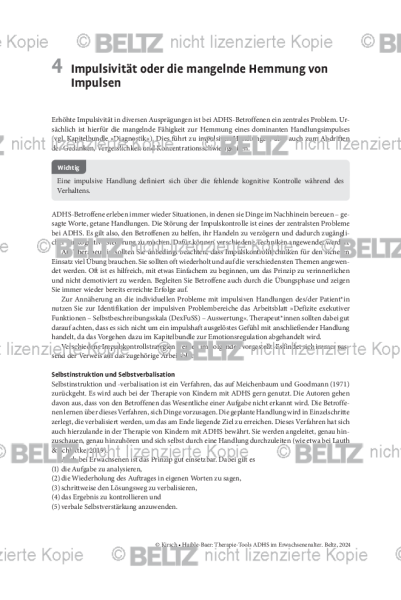 ADHS im Erwachsenenalter: Einleitung Impulsivität oder die mangelnde Hemmung von Impulsen