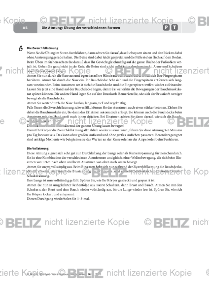 Ressourcenaktivierung: Die Atmung: Übung der verschiedenen Formen