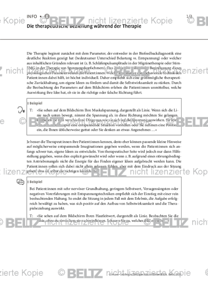 Biofeedback: Die therapeutische Beziehung während der Therapie
