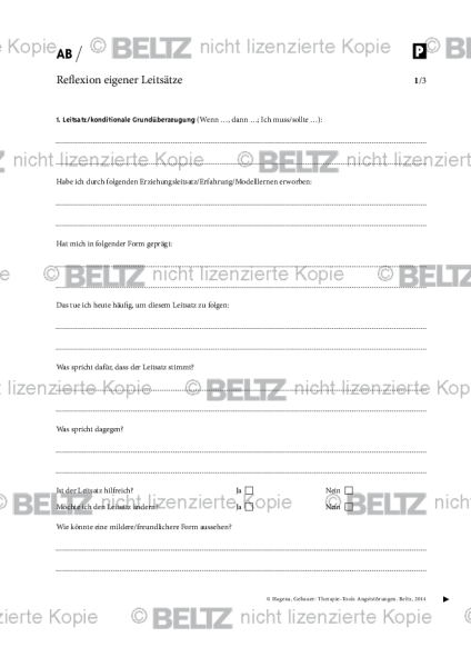 Angststörungen: Reflexion eigener Leitsätze